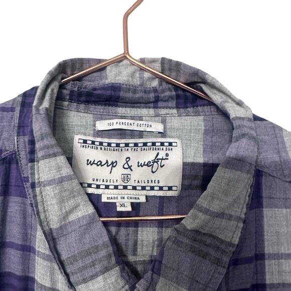 Warp and Weft Long Sleeve cotton Plaid Shirt size XL - Picture 3 of 6